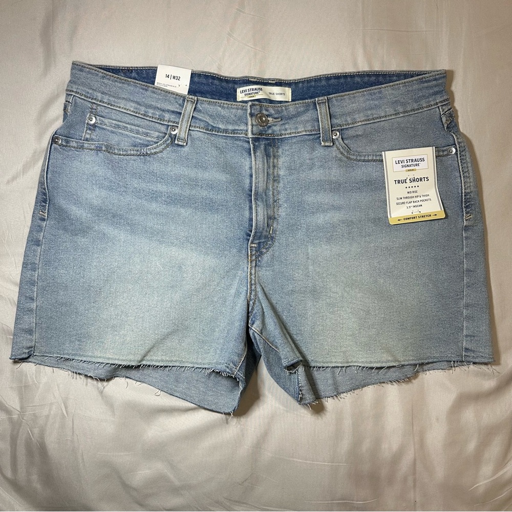 Levi's Light Blue Denim Cutoff Shorts with Frayed Hem